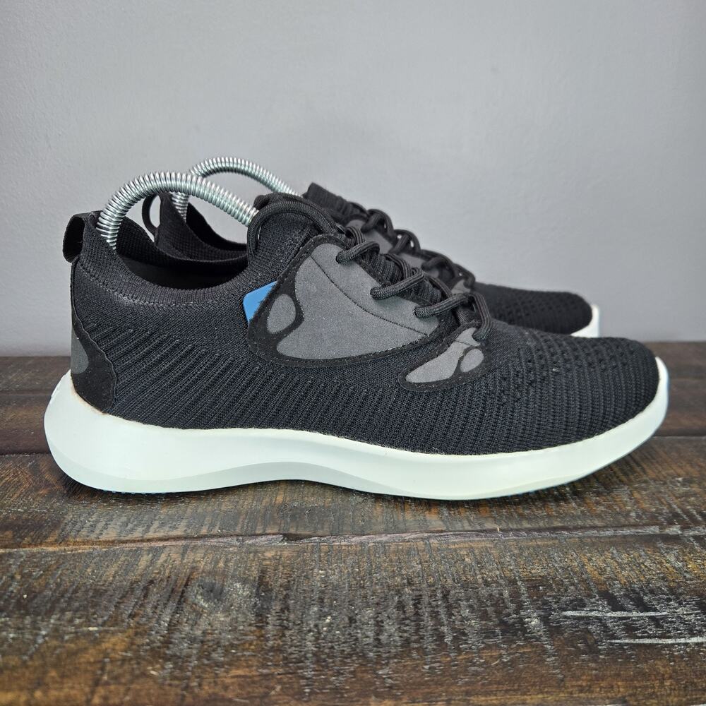 Vessi Black Knit Sneakers with White Sole and Gray Accents
